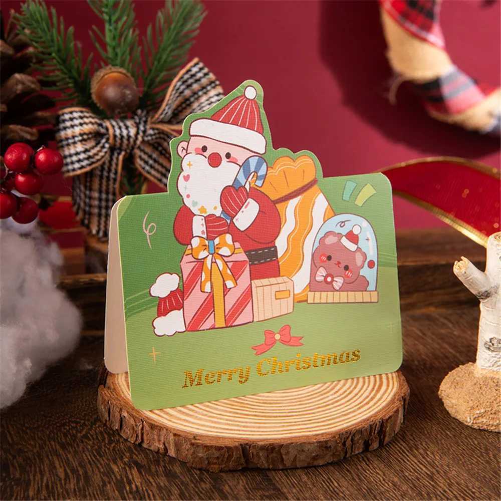 20pcs Merry Christmas Greeting Card Cute Santa Claus Snowman Cust Cartoon Blank Cards Christmas Party Invitation Card Gifts H251210