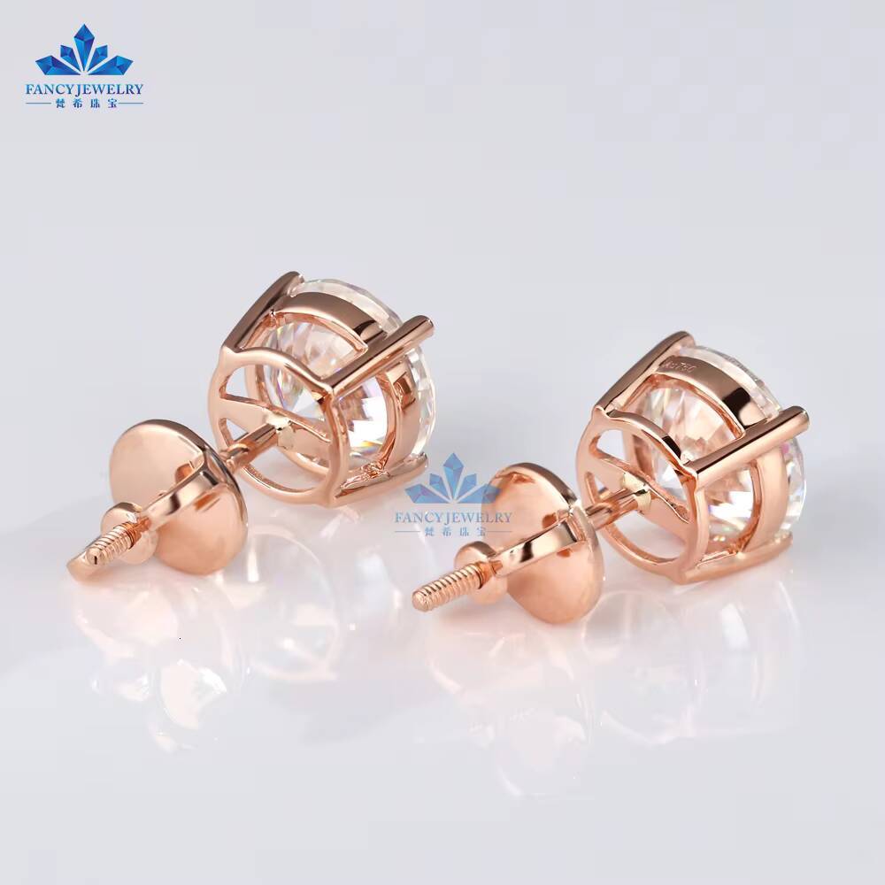 Real HPHT Lab Grown Diamond Earrings 10K 14K 18K Solid Gold Round Cut Studs for Women 1ct Lab Created Diamond Jewelry