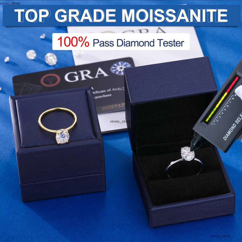 oval Moissanite Engagement Rings 18K Gold Plated 925 Sterling Silver Lab Created Solitaire VVS Moissanite Promise Ring for Women