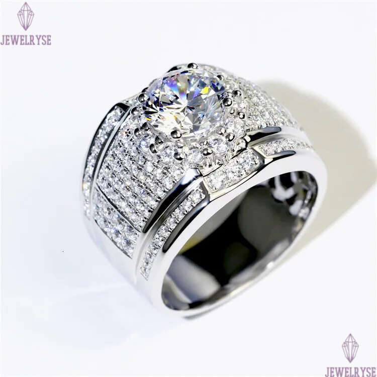Stunning Handmade Band Rings Fashion Jewelry 925 Sterling Silver Popular Round Cut White Topaz CZ Diamond Full Gemstones Men Wedding Ring Gift