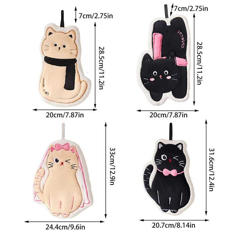 Cat Hand Towel Cute Embroidery Cartoon Hand Towel Hairless Strong Absorbent Kitchen Absorbent Cotton Towel Rag Towel C251210