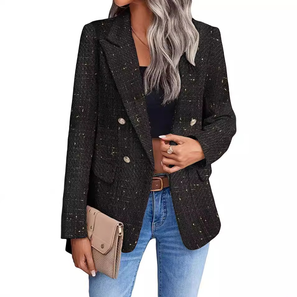 Women's Suits & Blazers European and American New Fashion Coarse Tweed Suit Jacket Women's Fashion Casual Lapel Single-button Jacket Button  - view 6