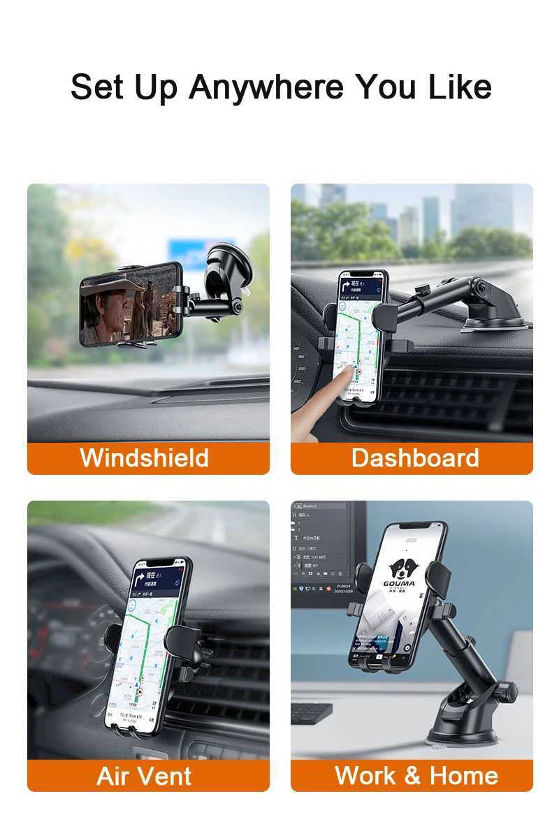 Car Phone Mount Long Suction Cup Sucker Phone Stand Windshield Dashboard Mobile Cell port Bracket For iPhone C251210