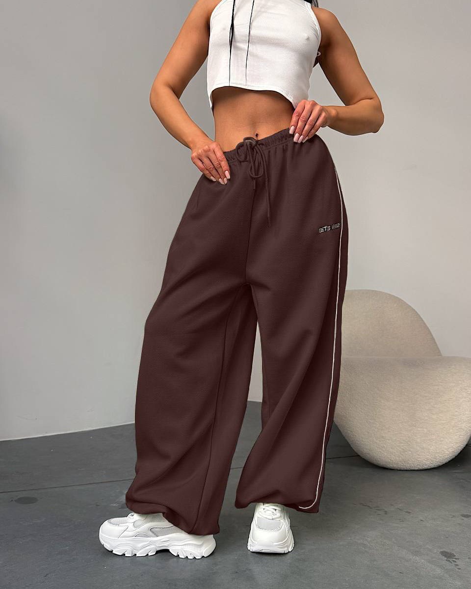 Designer Women's Pants lets Frans Embroidery Women Men Wide Leg Sweatpants High Waisted Baggy Flared Revive Cargo Jogger Daily Wear Loose Yoga Sp