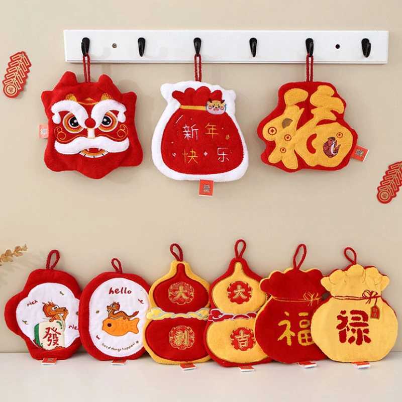 Coral Fleece Soft Hand Towel Bathroom Hanging Washing Hand Towels Handkerchief Rag Spring Festival Fortune Souvenirs Gifts C251210