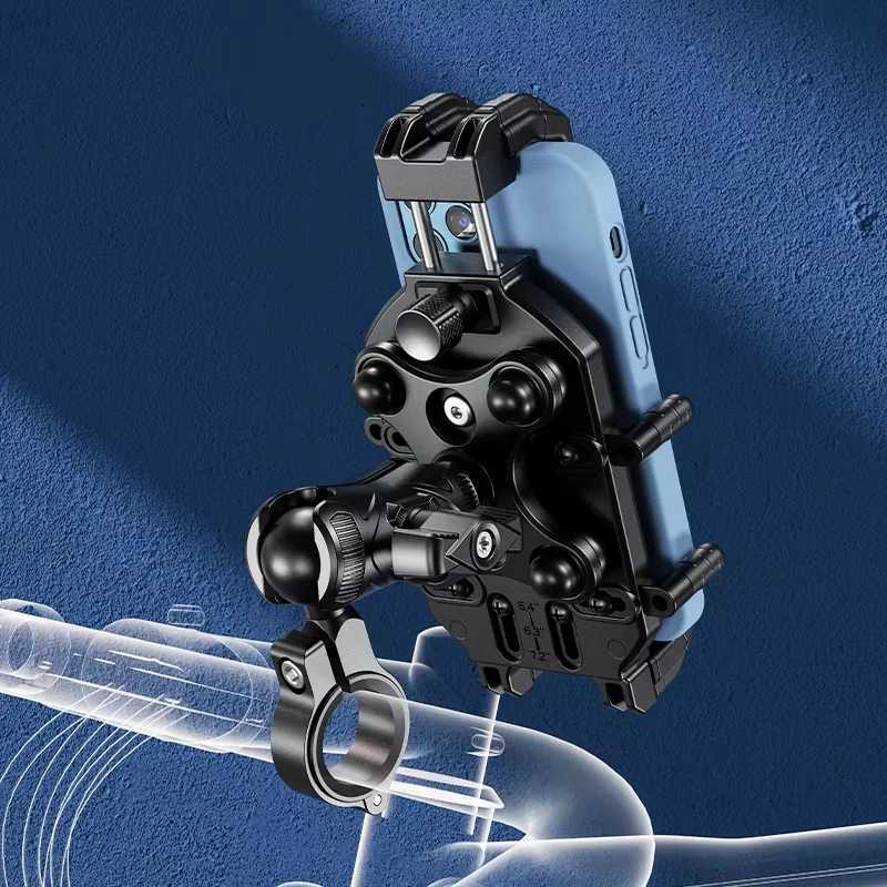 Anti-Theft Motorcycle Phone Mount with 15W Wireless Charger And 30W USB-C Charger for iPhone And Android Phones Handlebar Holder C251210