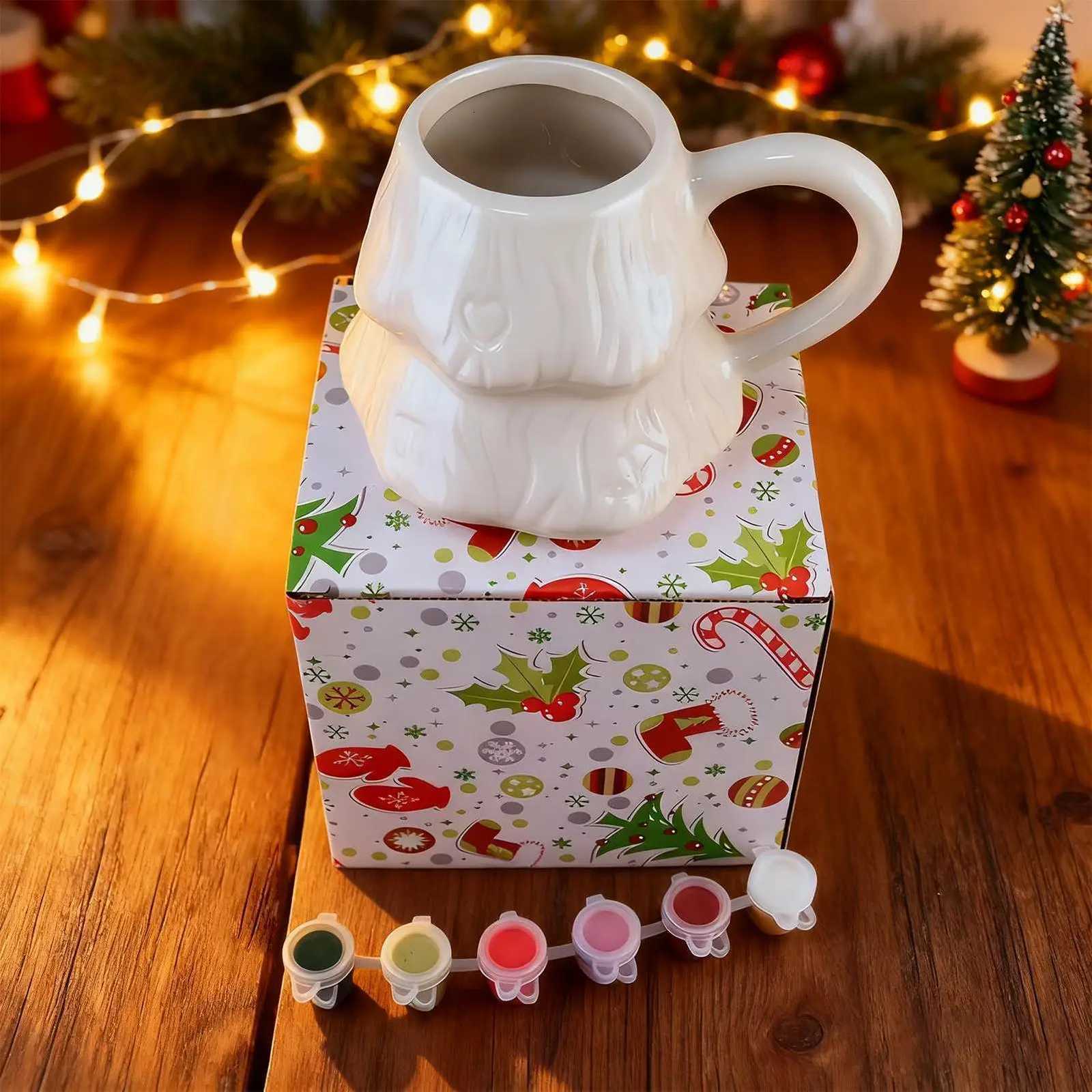 Craft Mugs To Decorate for Kids 1 Set DIY Activities Christmas Tree Paint Your Own Mug Kit for Holiday Birthday Party Favors C251210