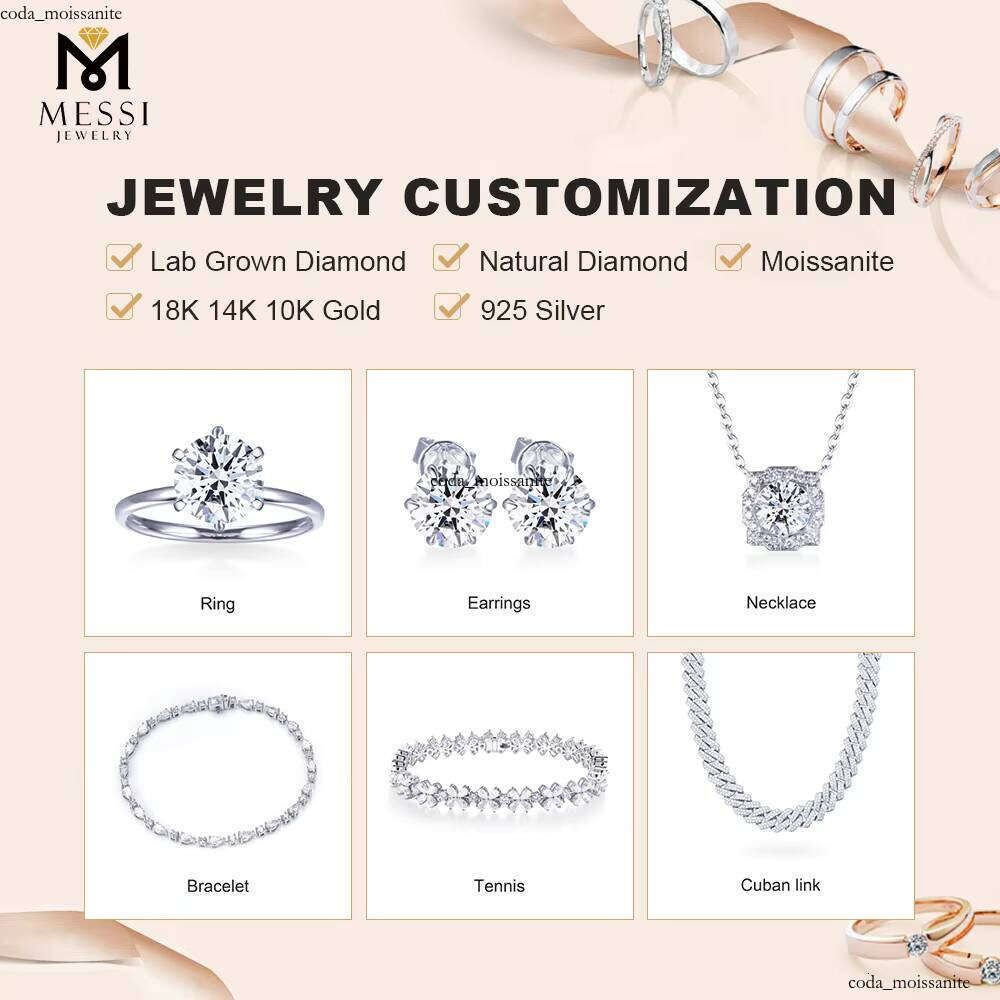 Messi S925 Fancy Bracelet Necklace HPHT Lab-Grown VVS Moissanite Custom Tennis Jewelry