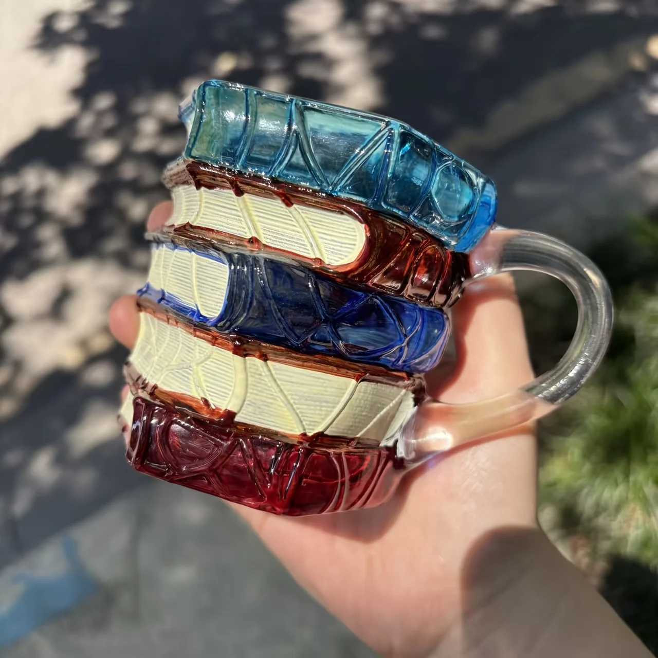 Handmade glass book mug 7oz stackable cup Vibrant 3D design the perfect unique gift for book lovers C251210