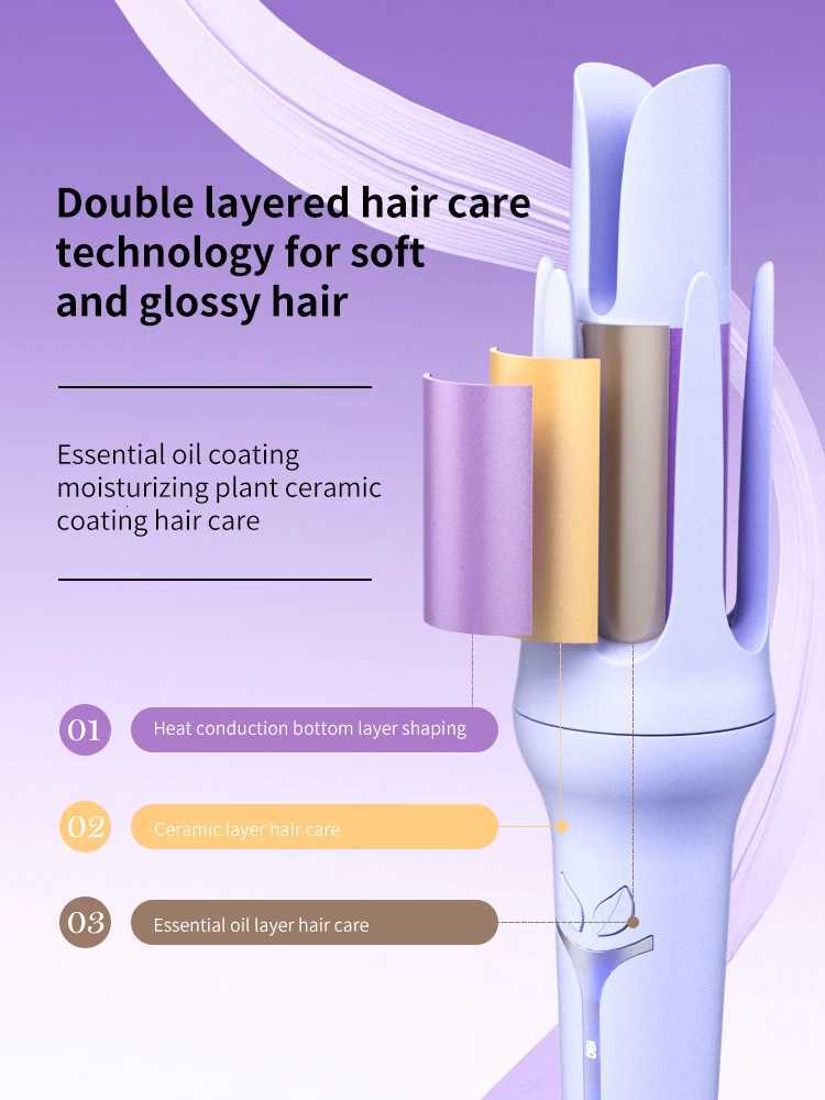 360 Auto Rotating Hair Curler Ceramic Ion Coating32 mm Beach Waves Curling Wand Anti-Scald Anti-Tangle Rotating Curling WandT251210