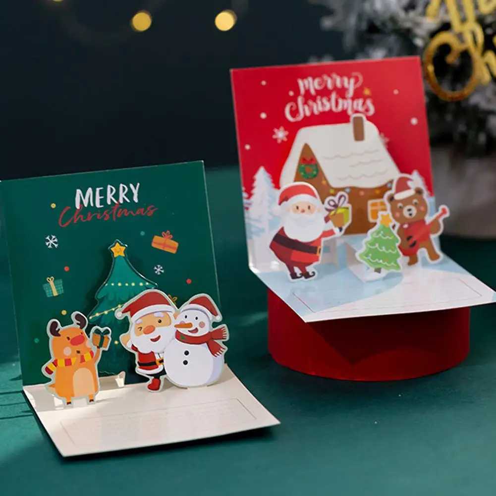 5 Kinds 3D Christmas Stereo Greeting Cards Thanksgiving Holiday Blessings DIY Christmas Blank Cards With Envelopes H251210