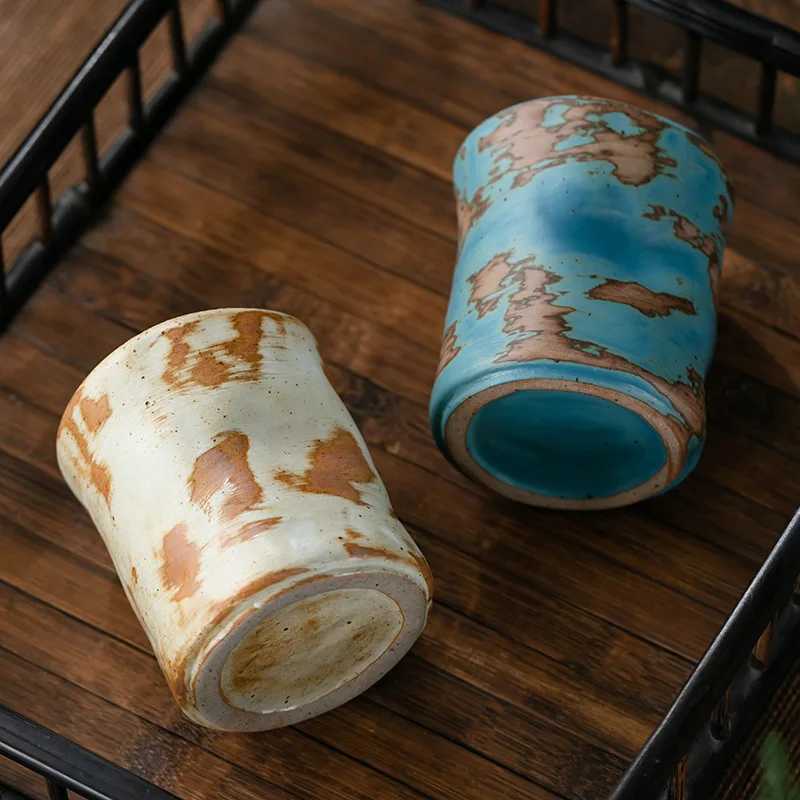 230ML Coarse Pottery Coffee Cup Hand Holding Cup Retro Japanese Ceramic Espresso Coffee Cup Living Room Decorative Ceramic Cup C251210