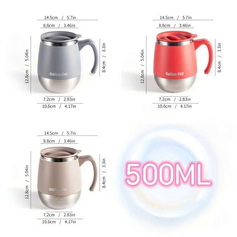 500ml Stainless Steel Vacuum Insulated Coffee Mug with Lid Double Wall Thermal Cup for Hot Cold Drinks Home Camping Gift C251210
