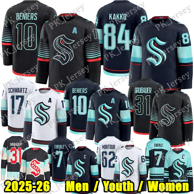 #10 Matty Beniers Seattle hockey jersey #84 Kaapo Kakko Krakens jersey Berkly Catton McCann Eberle Brandon Montour Matt Murray Shane Wright Philipp Grubauer jerseys