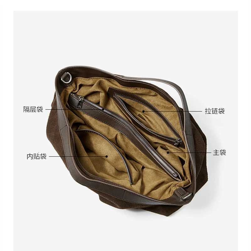 Toptrends Suede Genuine Leather Tote Handbags For Wen 2025 Luxury Designer Matte Hobo Shopper Ladies Shoder Crossbody Bags Y251209