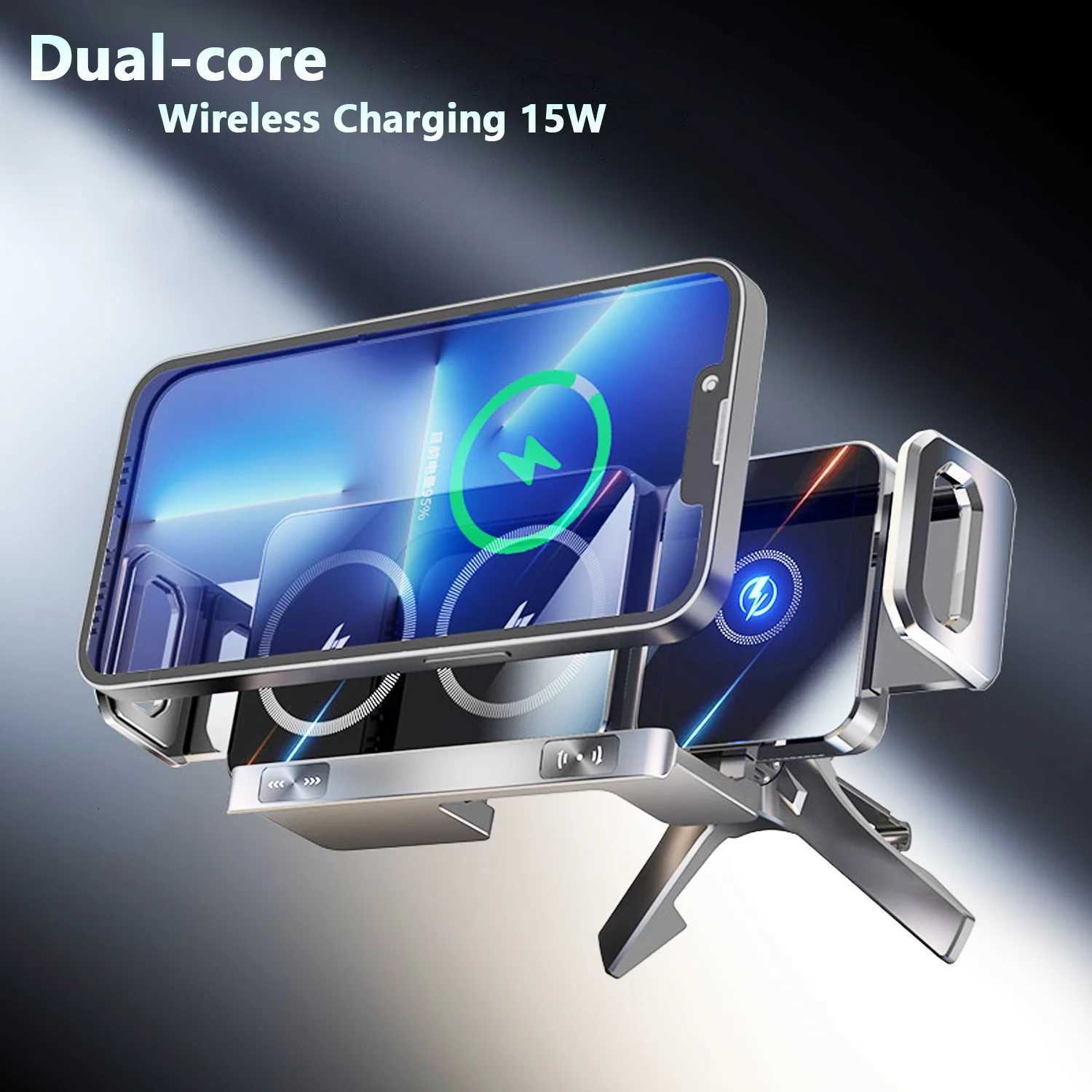 Dual Coil Foldable Phone Holder Car Wireless Charger Universal Car Phone Mount Fast Charging For iPhone Z Fold C251210