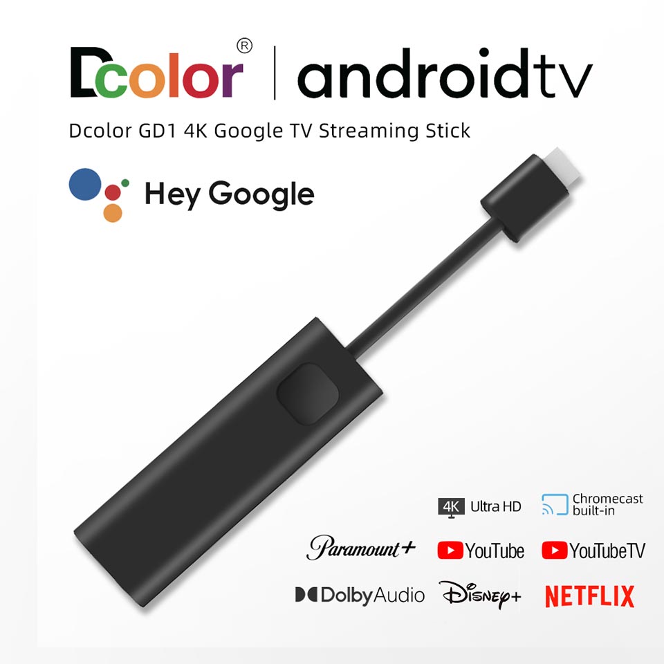 Android 11.0 TV Box, DCOLOR Smart TV Box Certified Ultra 4K HDR 2GB 16GB Support 2.4G 5.0G WiFi BT 5.0 with Amlogic S905Y4-B Google Assistant for Home