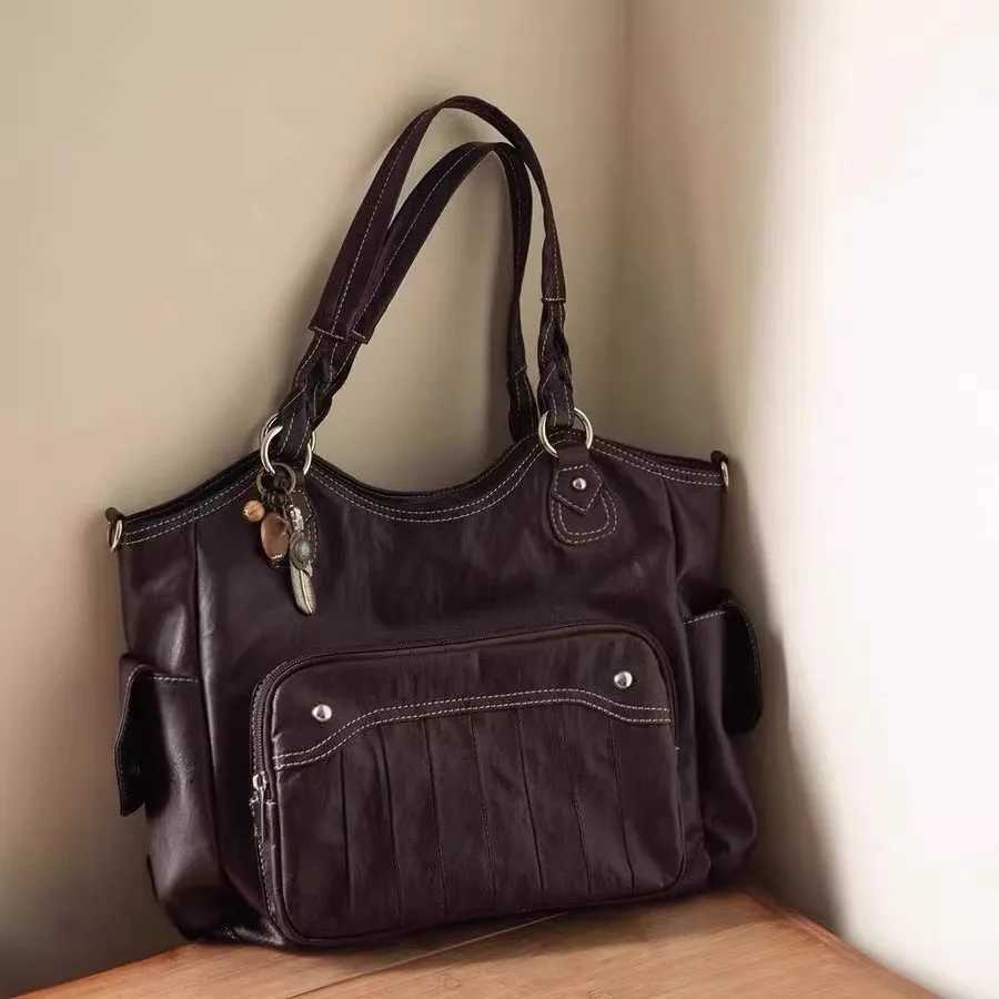 Fi PU Leather Shoder Bag for Wen Vintage Mti-Pocket Crossbody Purse Large Capacity Handbag for Work Travel Shopping Y251209