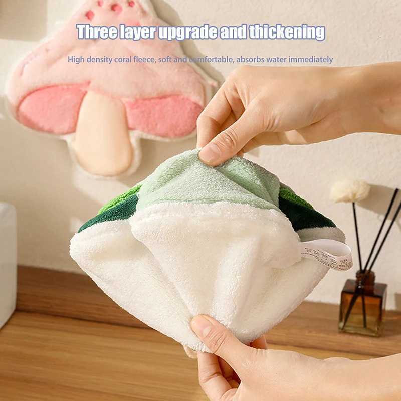 Hand Towel Cartoon Wipe Handkerchief Rag Vegetable Shape Towels For Wiping Hands Thickening Absorbent With Hanging Loop C251210