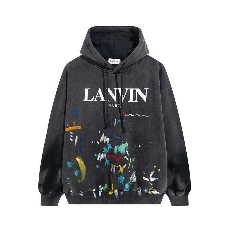 Hooded cotton sweatshirt American streetwear fashion loose personalized letter splashing ink sweatshirt L251210