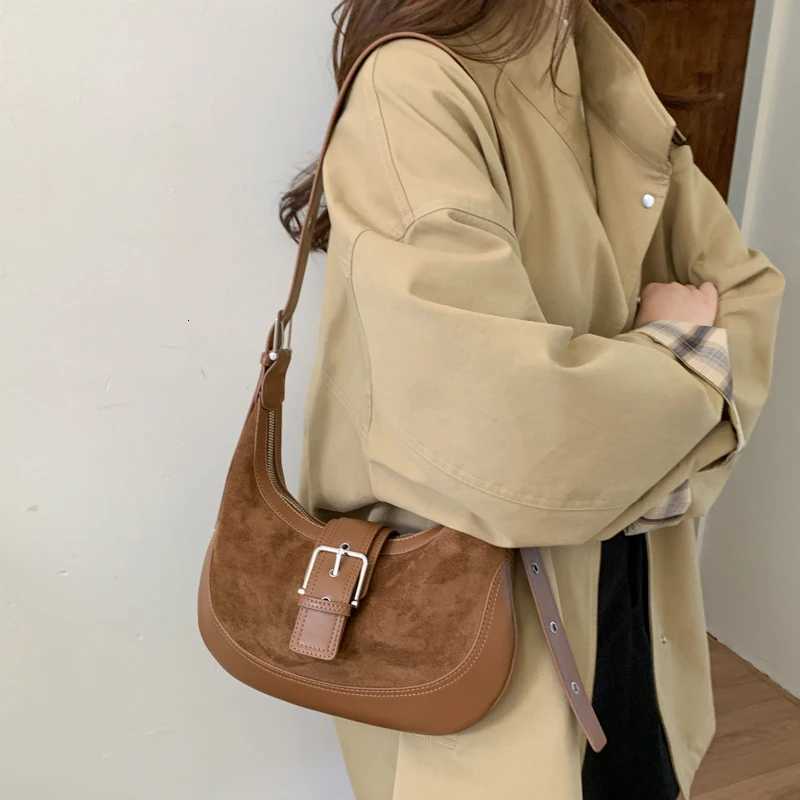 MOODS Belt Buckle Design Crossbody Bags For Wen PU Suede Cmute Underarm Shoder Hobo Bag 2025 New Designer Handbags Luxury Y251209