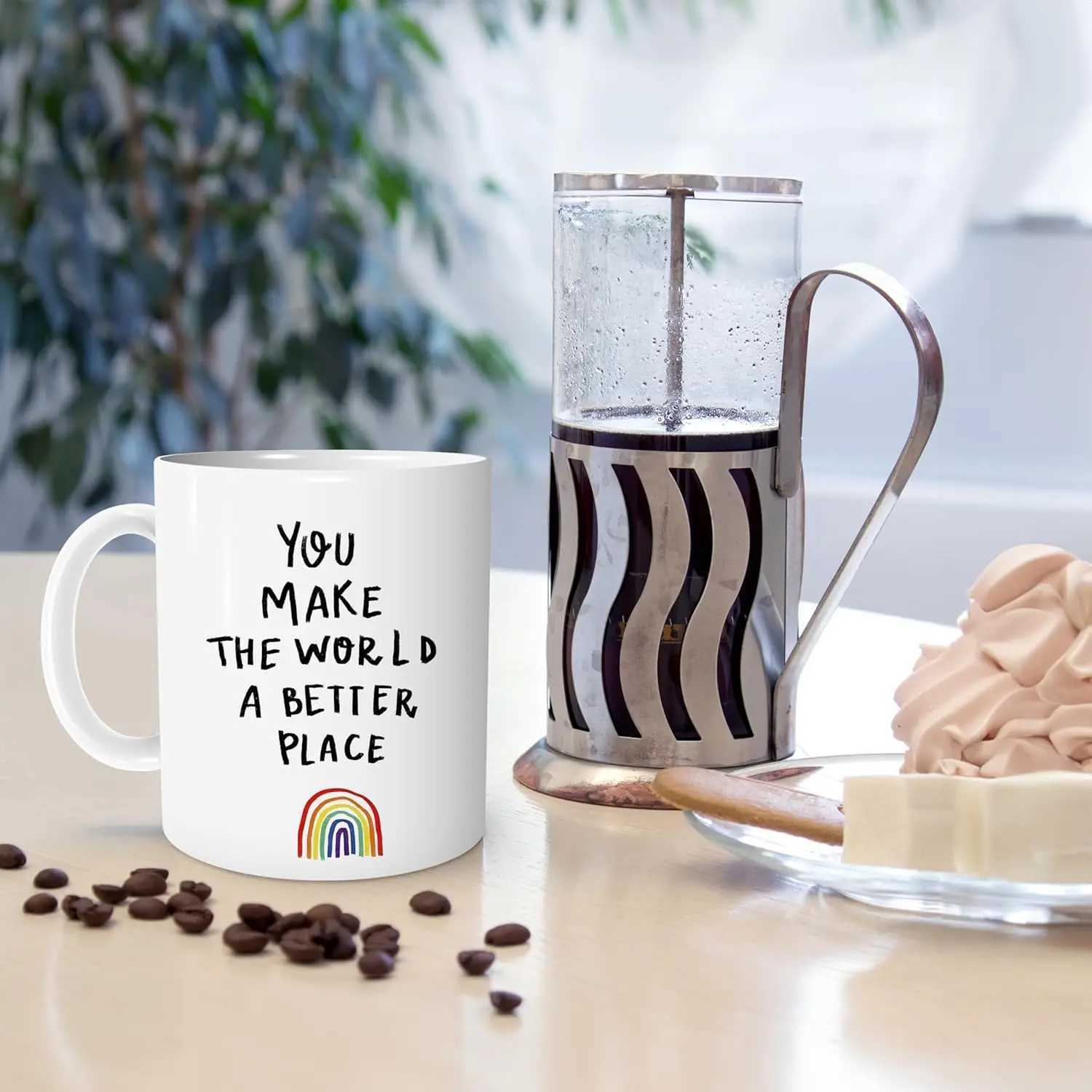 Inspirational Mug - You Make the World a Better Place Design Perfect Gift for Loved Ones Stylish and Heartfelt C251210