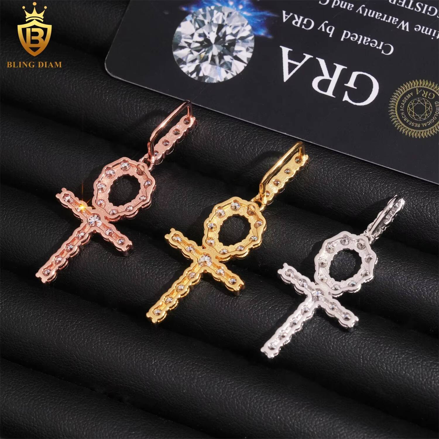 Hot Sale 925 Sterling Silver Luxury Custom Hip Hop VVS Moissanite Cross Pendant