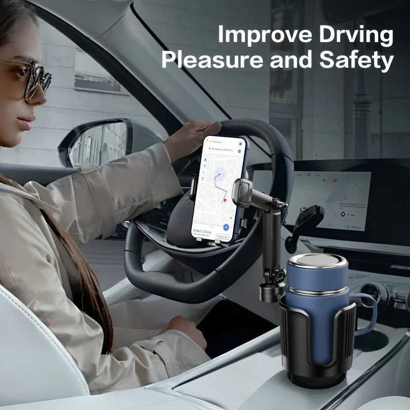 2-in-1 Universal Car Cup Phone Holder Adjustable Long with 360 Rotation Fits All Smartphones Perfect for SUVs C251210