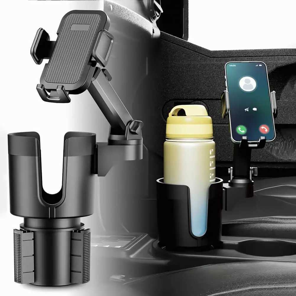 Universal Car Phone Holder Rotating Eable Base 2-in-1 Phone Mount and Cup Holder for Drink Bottles Car Mobile Phone Stand C251210