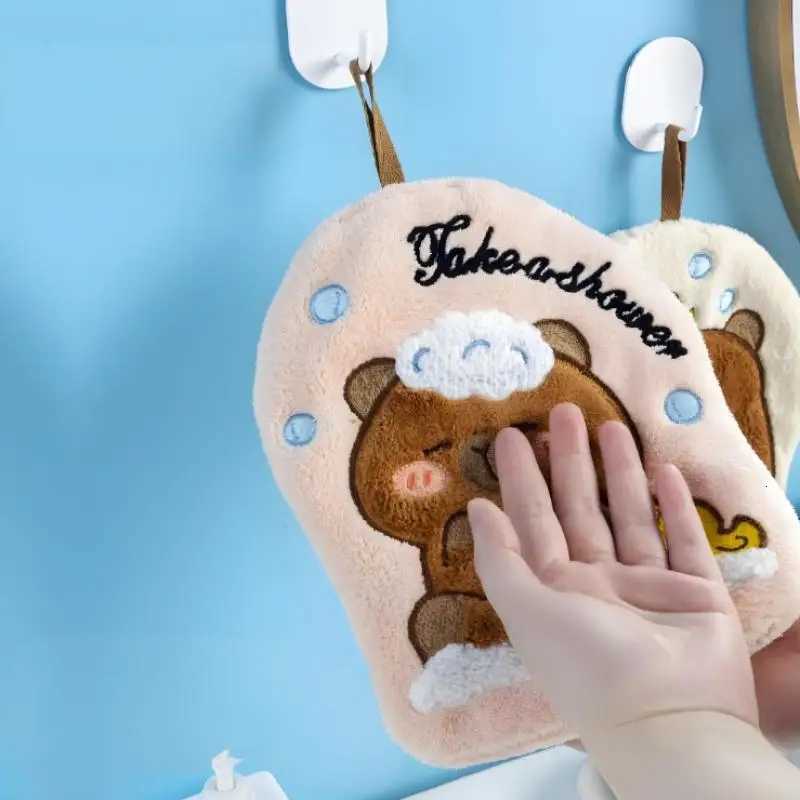 Capybara Hand Towel Kitchen Bathroom Absorbent Cleaning Cloth Cartoon Hanging Quick Drying Coral Fleece Thick Rag Household C251210