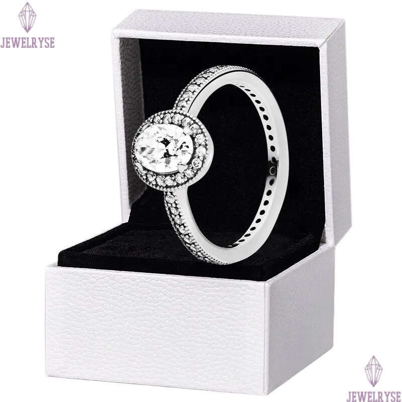 Oval CZ Diamond Vintage Ring Authentic 925 Silver Luxury RING set Women Girls Wedding Rings Gift Jewelry Crystal Stacking rings with Retail Box Wholes