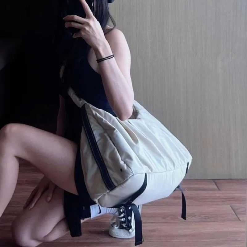 JIAERDI Beige Large Capacity Sle Tote Bag Wen Lightweight Sporty Gym Bag Ladies Outdoor Short Trip Casual Shoder Bags 2025 Y251209