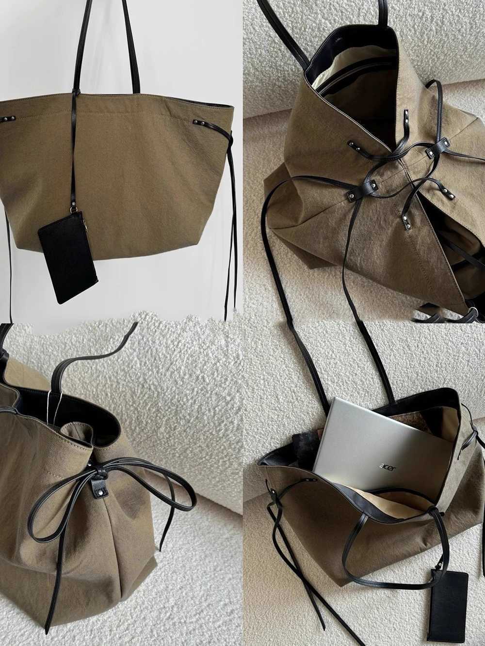 Wens Neutral Natural Sand Color Cott Double Te Underarm Tote Bag Casual Large Capacity Single Shoder Cputer Bags Y251209