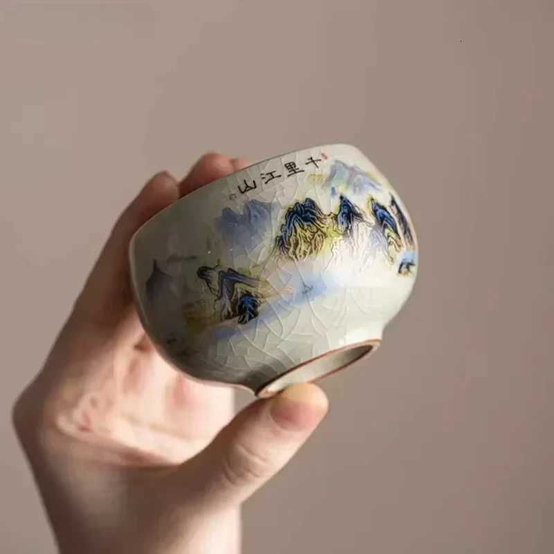 Ice Crack Tea Cup Exquisite Glaze Ceramic Hand-painted Porcelain Master Cup Exquisite Teacup Accessories 1PC C251210