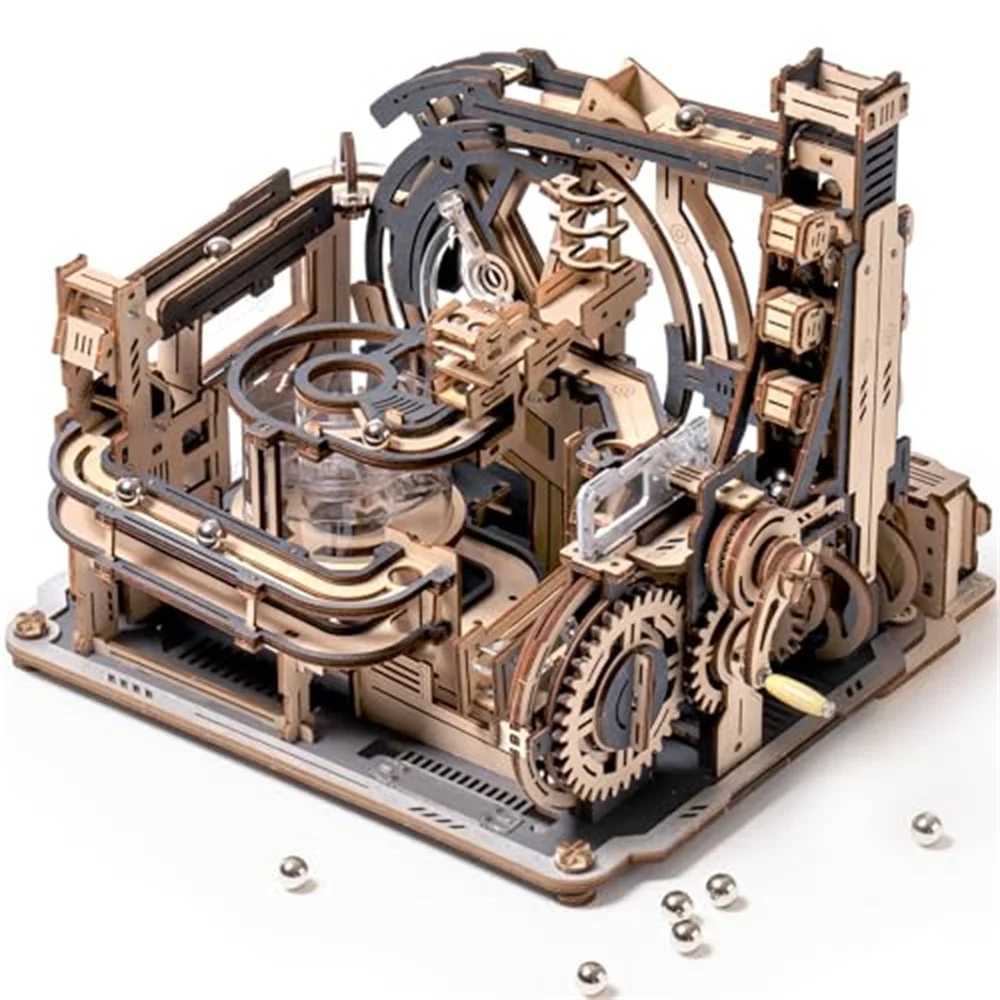 Robotime Rokr Electric Model Kits Marble Spaceport 3D Puzzles Brain Teaser Wooden Puzzles Building Toy Gifts for Men/Women/TeensT251210