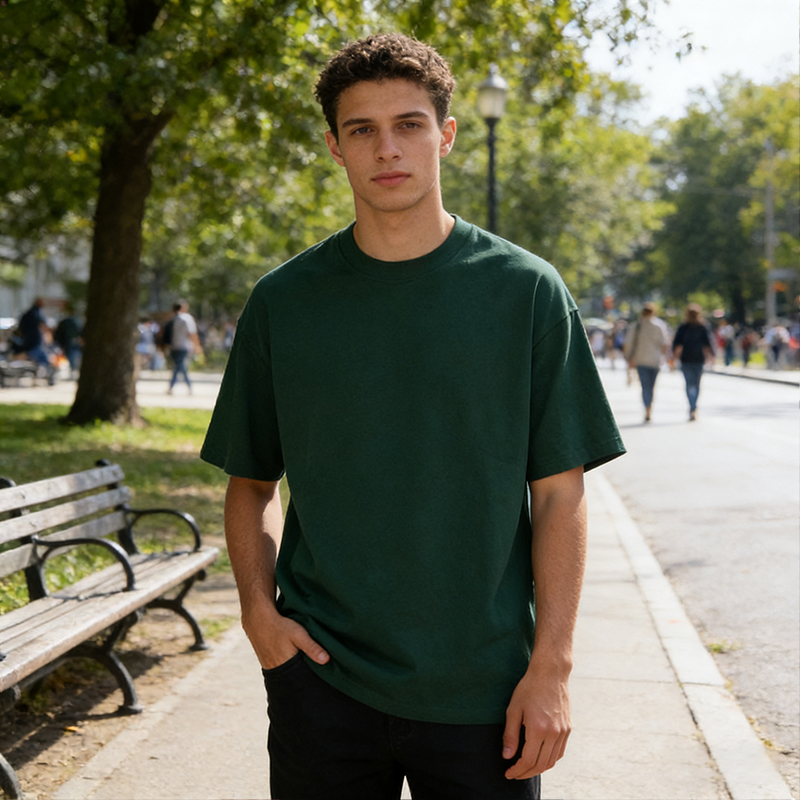 Men's Oversized White Crew Neck T-Shirt Short Sleeve Loose Fit Casual Basic Tee for Daily & Streetwear CF00148-HVT