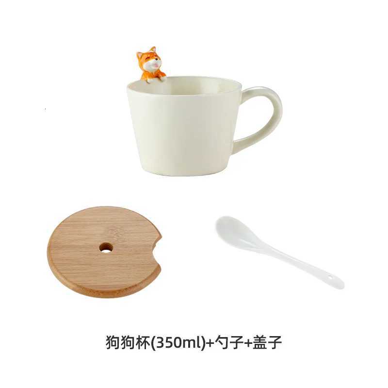 Tea Dog Cat 3D Shaped Cup Cartoon Ceramic with Cover Cute Mug Coffee Cups Birthday Gift Dessert Milk Mugs Home Decoration Couple C251210