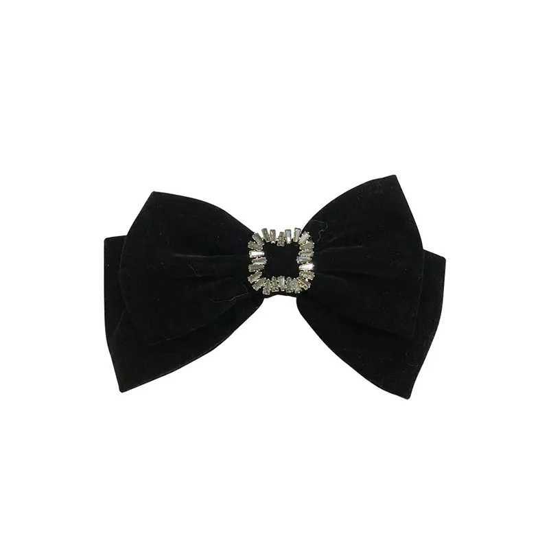 Brand New Black Veet Big Bow Hairpin for Wen Luxury Zircon Temperament Hair Clip BB Clip Heaear Hair Accories 2025 Y251210