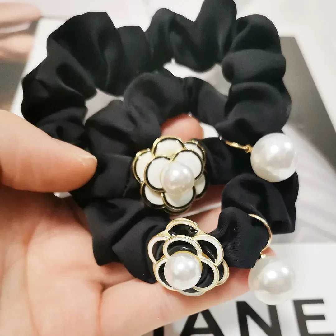luxury brand Black lia pearl hair rope fem Korean band hair ties accories for girls fashion accory Y251210