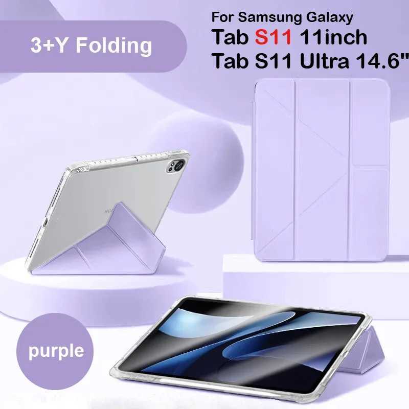 For 2025 Galaxy Tab S11 tra 146 Case Smart Fold Acrylic Clear Stand Cover for Tab S11 11 Funda with Pencil Holder H251210