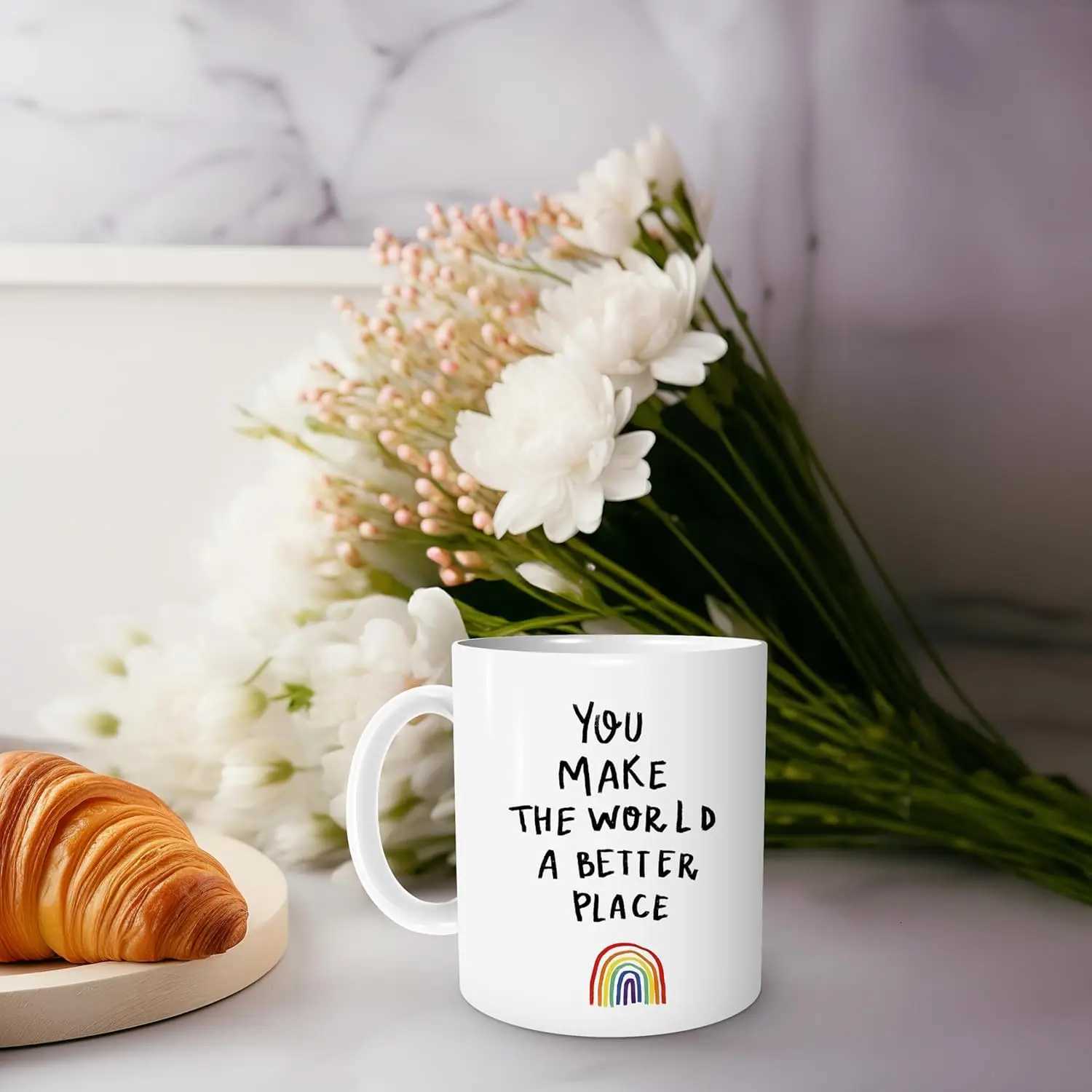 Inspirational Mug - You Make the World a Better Place Design Perfect Gift for Loved Ones Stylish and Heartfelt C251210