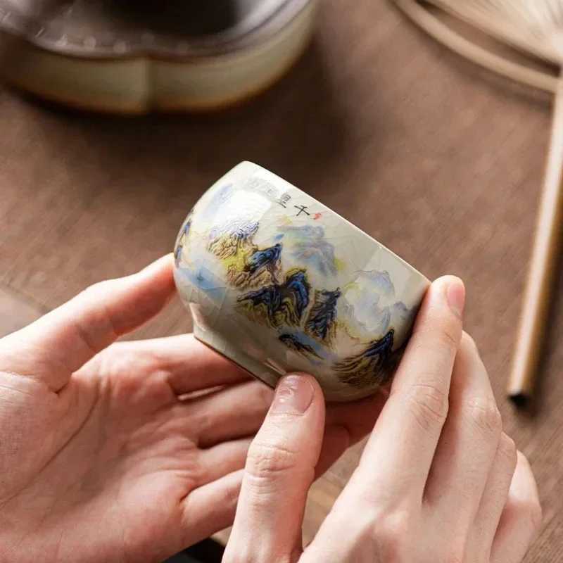 Ice Crack Tea Cup Exquisite Glaze Ceramic Hand-painted Porcelain Master Cup Exquisite Teacup Accessories 1PC C251210