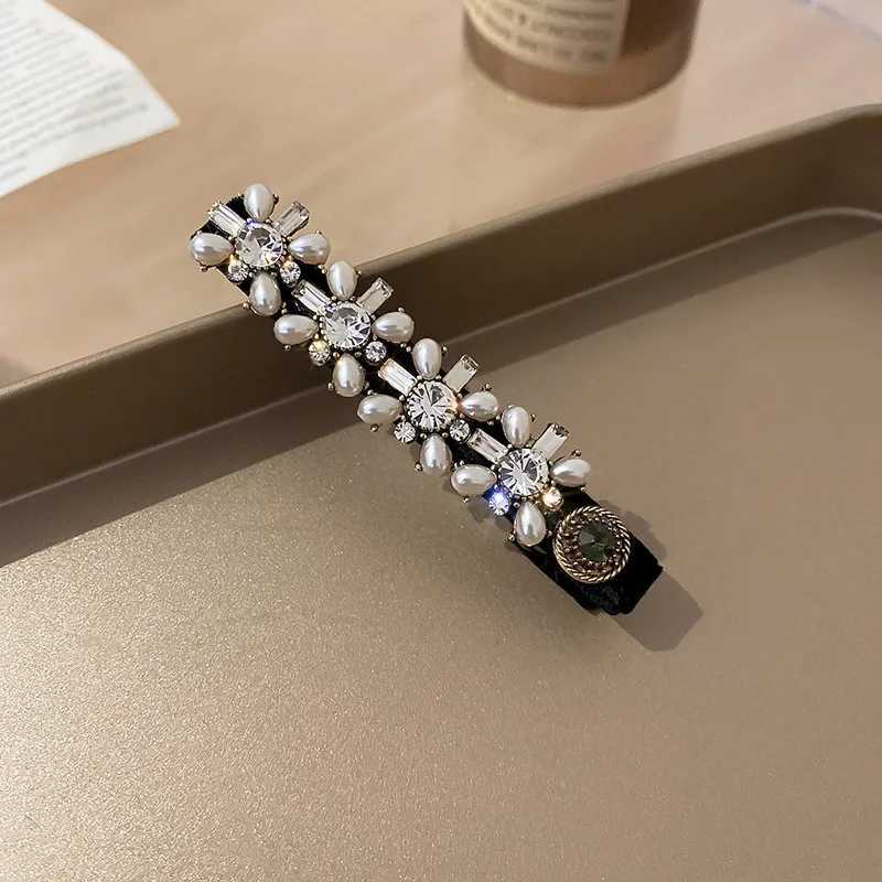 Baroque Diamond Rhinestone Pearl Barrettes For Wen Boutique Korea Fashion Palace Style Crown Long Hair Clips Vintage Hairpins Y251210