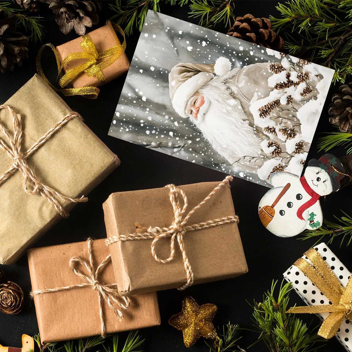 20pcs Christmas Cards With Stickers -ic Snow Scene DesignHoliday GreetingsHe Wall DecorParty BackdropDiy Photo Crafts H251210