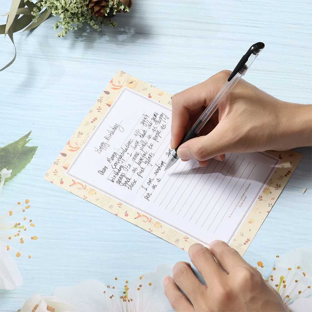 6Pcs Differrent Design Writing Paper With 3Pcs Envelopes Cartoon Pattern Vintage Floral Letter Stationery School Off Supplies H251210