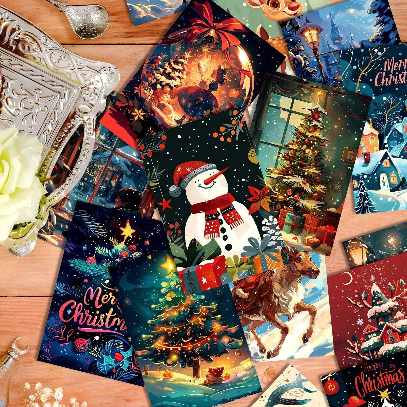 50pcs Christmas Single-Sided Greeting Card Holiday Postcard Decor Cards Diverse Styles Christmas Theme Decorative Paintings Card H251210