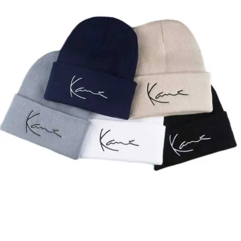 Luxury Karl Kani Retro Letter Embroidered Knitted Hat for Men and Women Acrylic Double Layer Autumn/Winter Warmth Hooded Knitted Hat Y251209