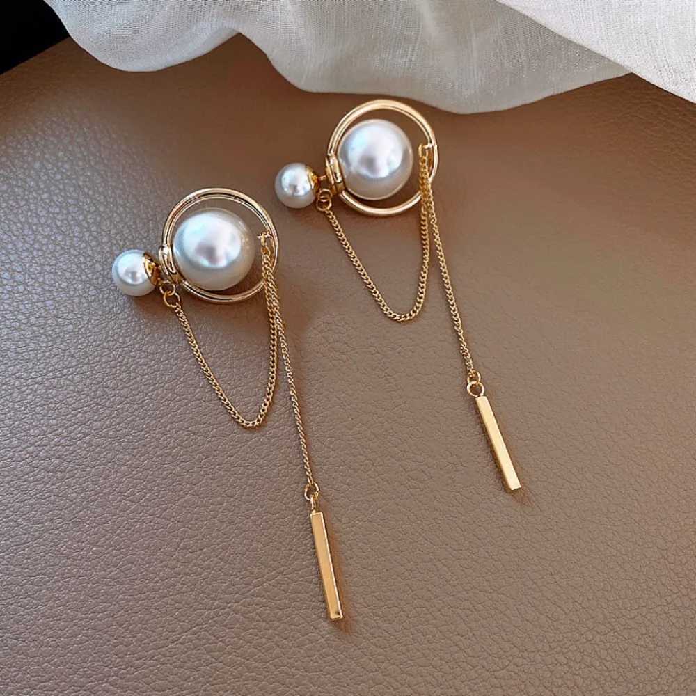 Long chain earrings Korean fashion pearl earrings long tassel metal chain pendant fashionable cute exquisite jewelry Y251210