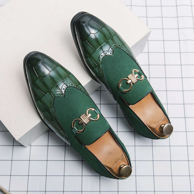 Large Size Buckle Brogue niche designer free shipping Green for Men Sizes 38 46 47 Business Fashion Leather British Casual Single Shoes