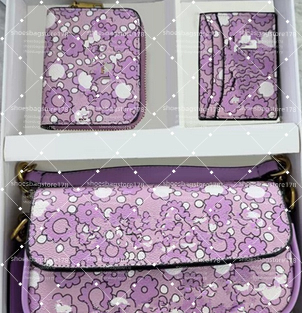 10A Three-piece handbag, coin purse and card case high quality Leather Wallet Holders For women Purse Luxury Purses Cross Body Wallets Zipper Coin fashion Purse No box